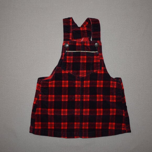 OshKosh Buffalo Plaid  Velour Jumper Dress 9 Months - Picture 5 of 7
